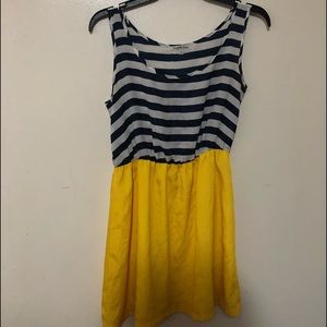 Charlotte Russe Striped Yellow Skater Dress – Size S, Nautical Bee Vibes